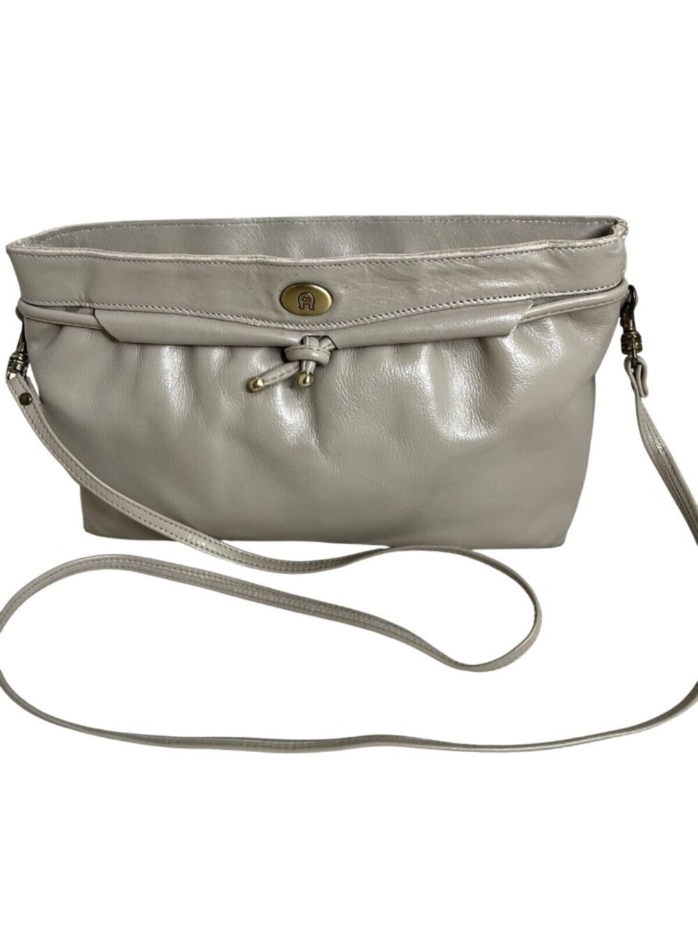 Vintage Etienne Aigner Taupe Leather Small Crossbody Bag